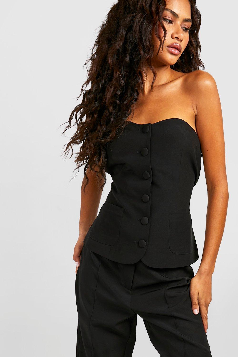 ASOS DESIGN lace up corset top in black