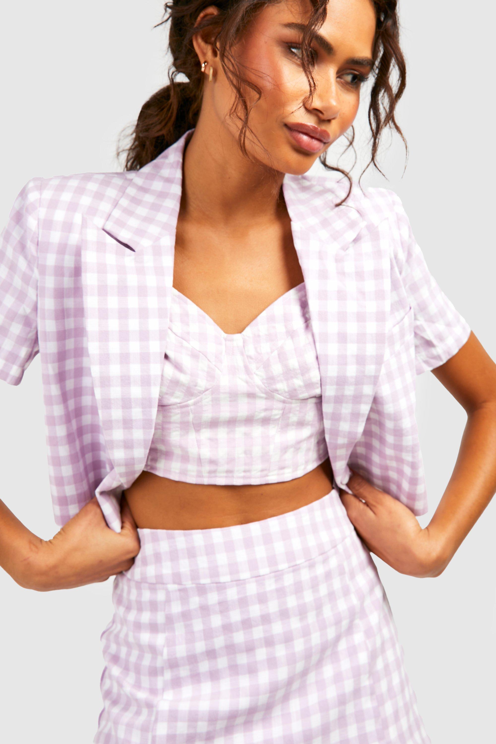 Plaid hot sale cropped blazer