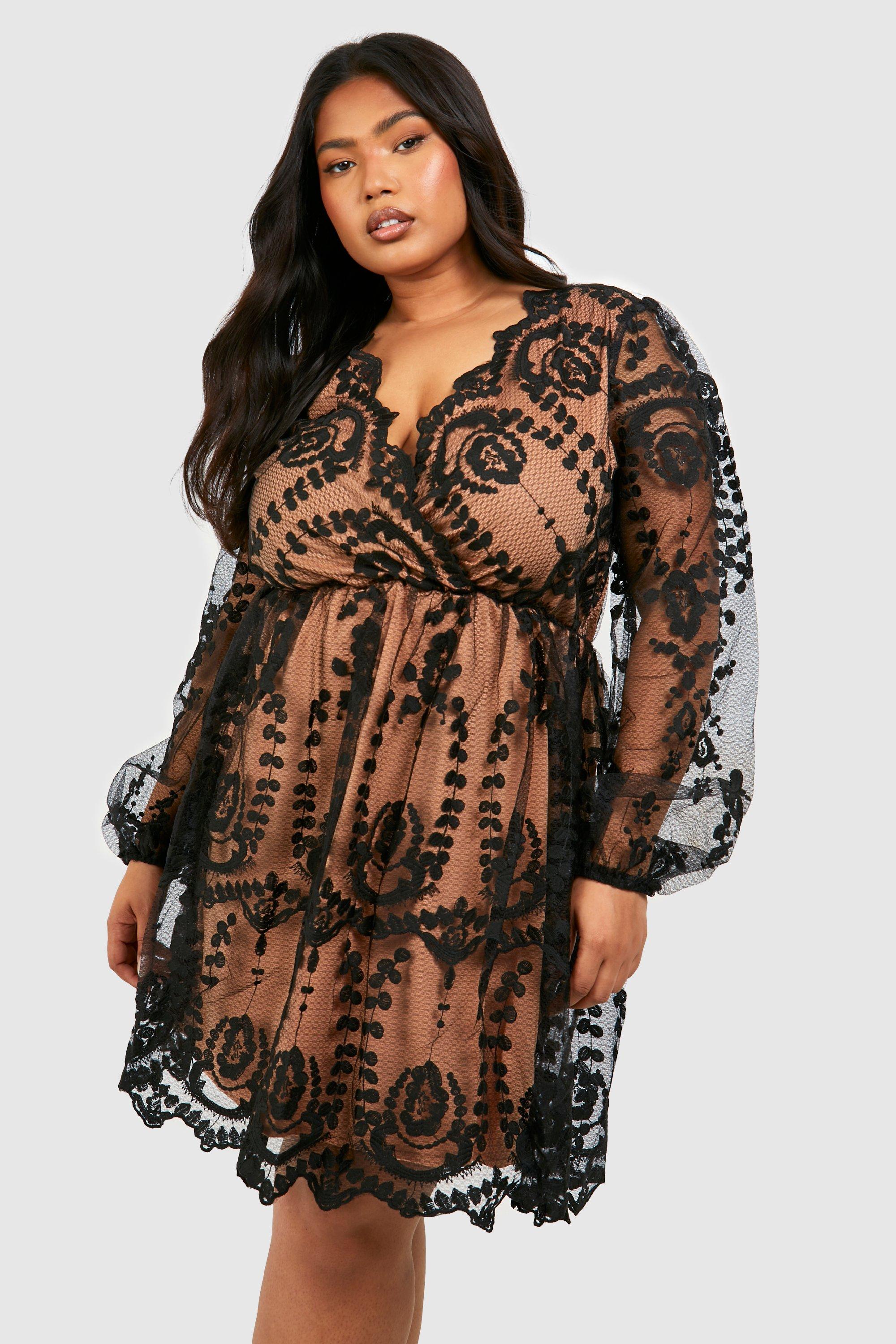 Plus size clearance black lace