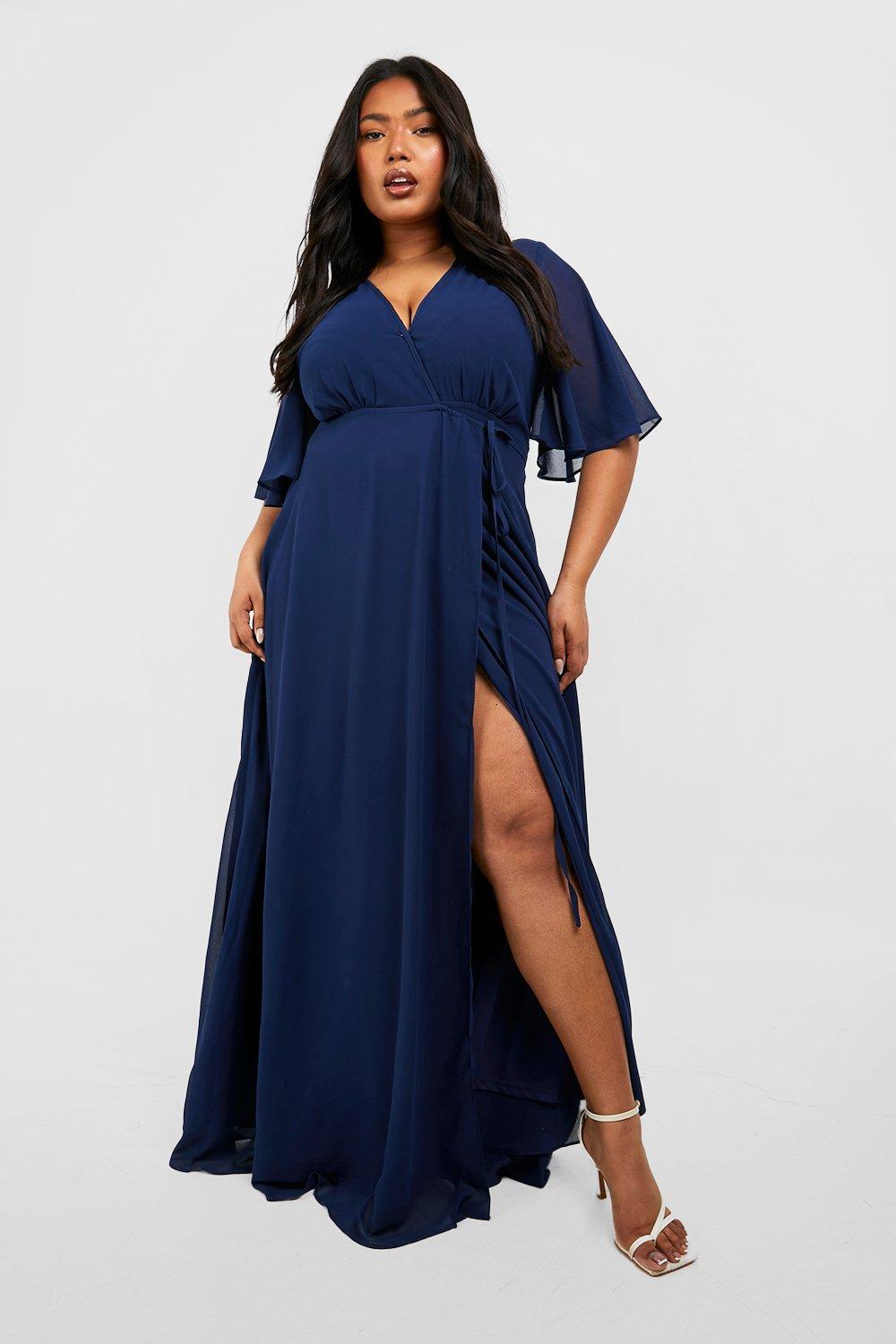 Women's plus size navy best sale blue dress