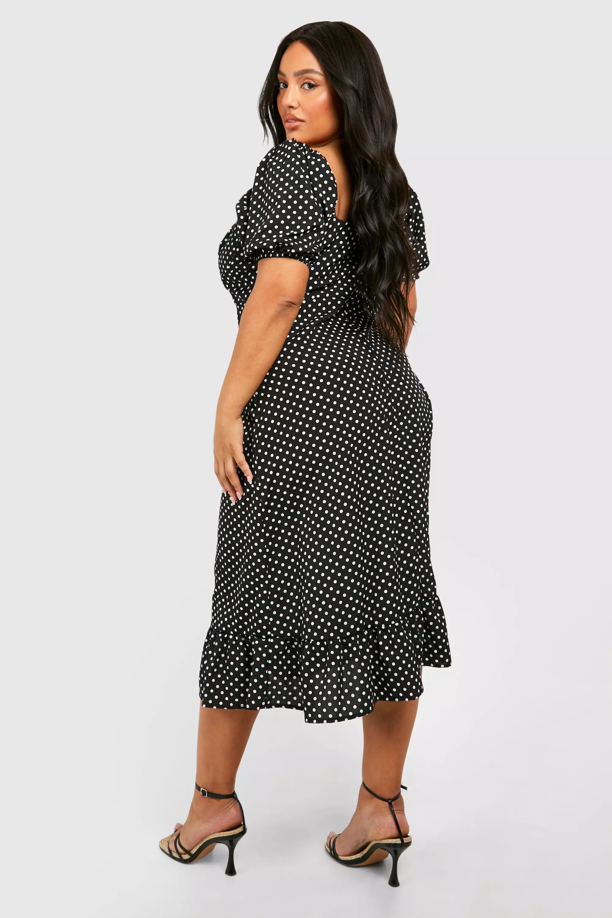 【THE MOZZ】[Premium] Hug Puff Cash Wool Whole Garment OP Puff Sleeve Plunge Smock Dress | boohoo
