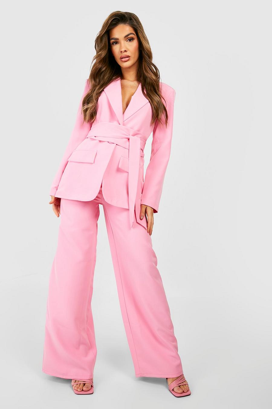 Candy pink Straight Leg Seam Front Tailored Pants image number 1