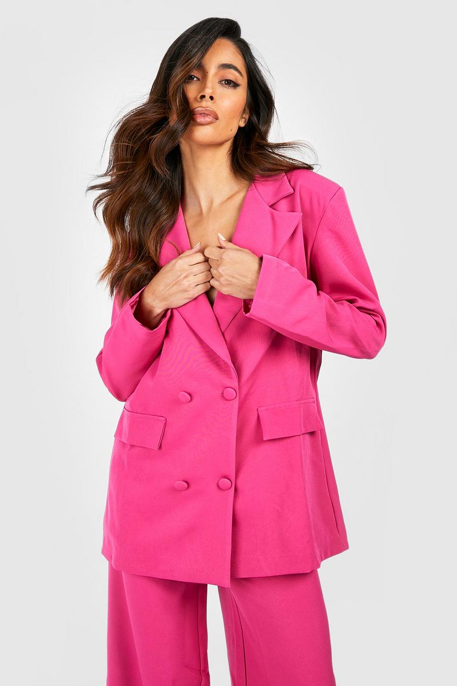 Bright pink Oversized Relaxed Fit Tailored Blazer