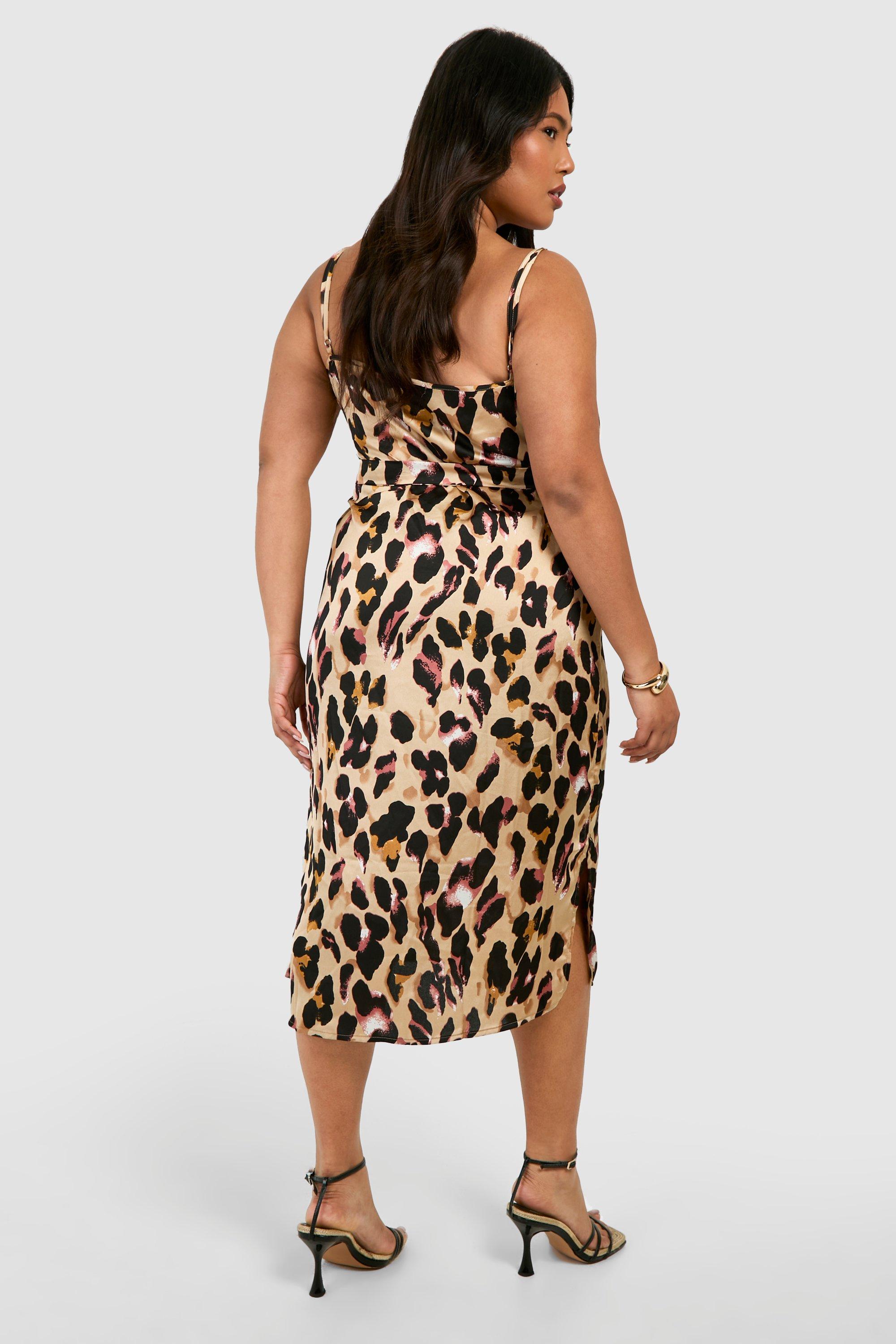 Boohoo blue leopard print dress sale