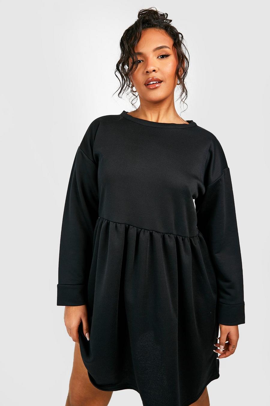 Black Plus Oversized Skater Sweater Dress image number 1
