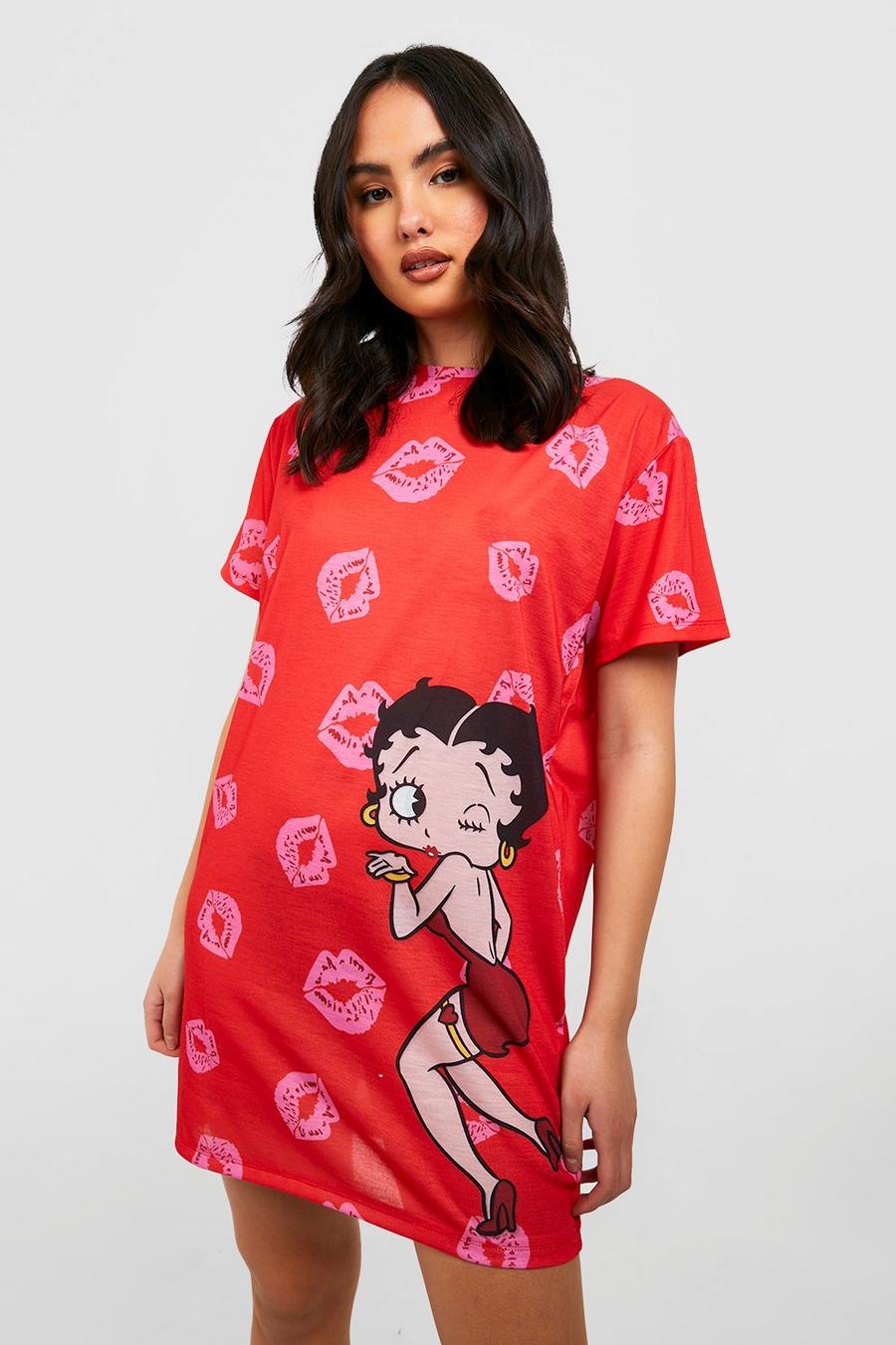 Red röd Betty Boop Pyjama Sleep T-shirt