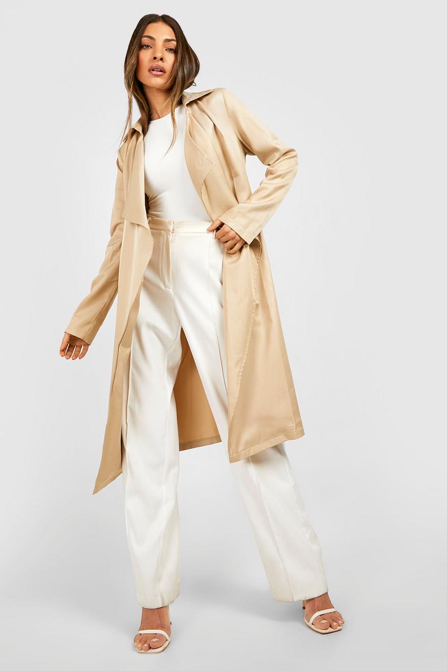 Cappotto Trench lungo con cintura, Stone beige image number 1