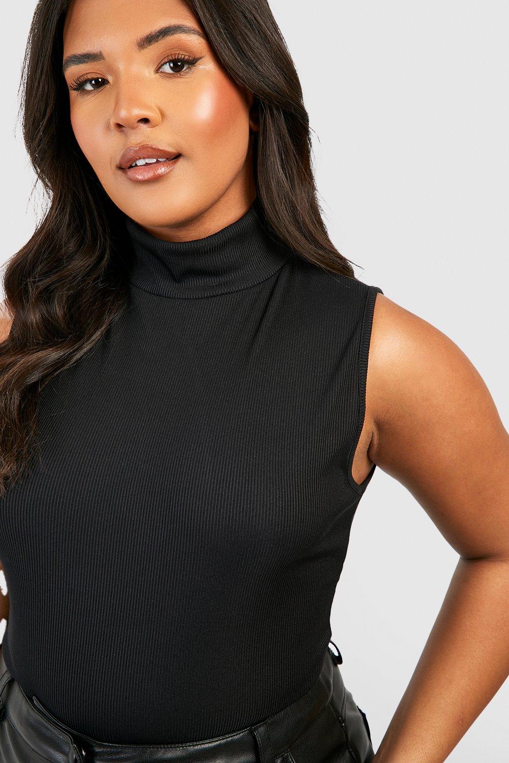 Buy Boohoo Ribbed High Neck Sleeveless Bodysuit Top In Black