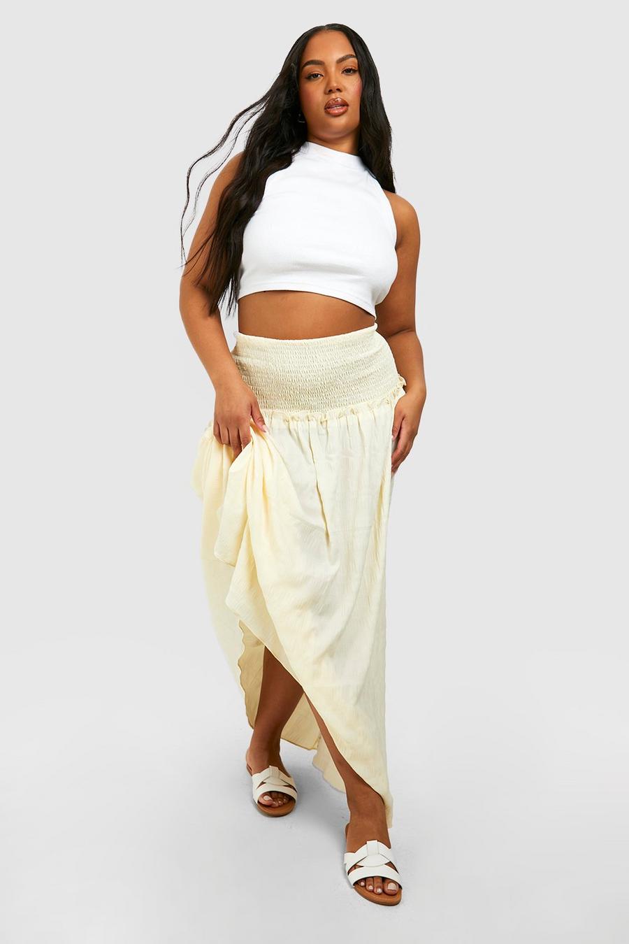 Stone Plus Woven Shirred Gypsy Maxi Skirt image number 1