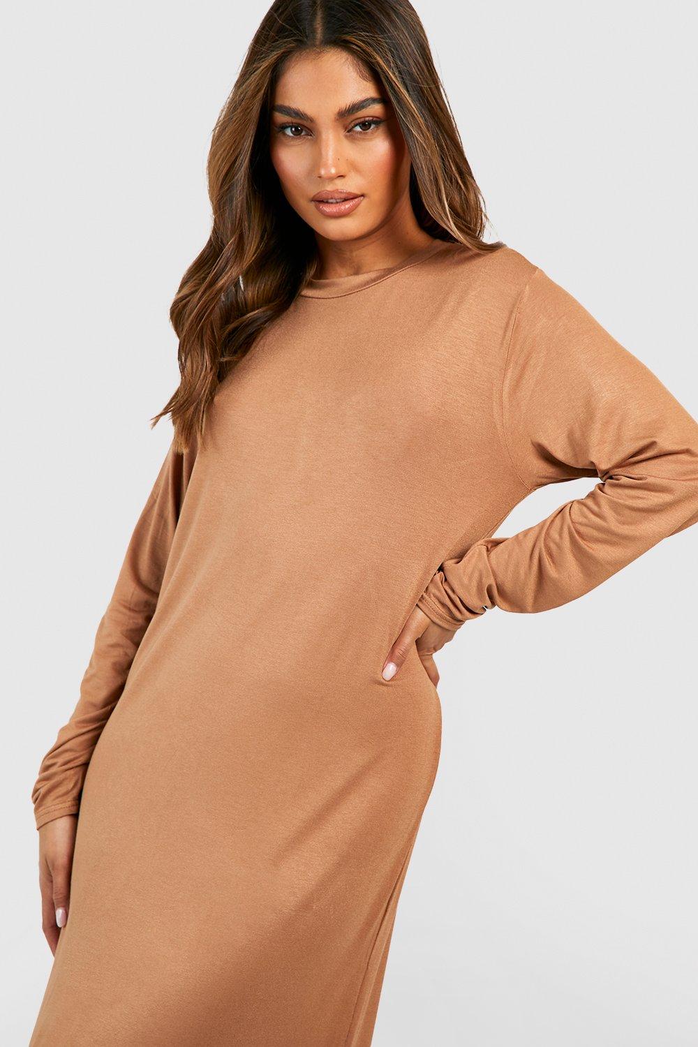 Long Sleeve Midi T Shirt Dress boohoo