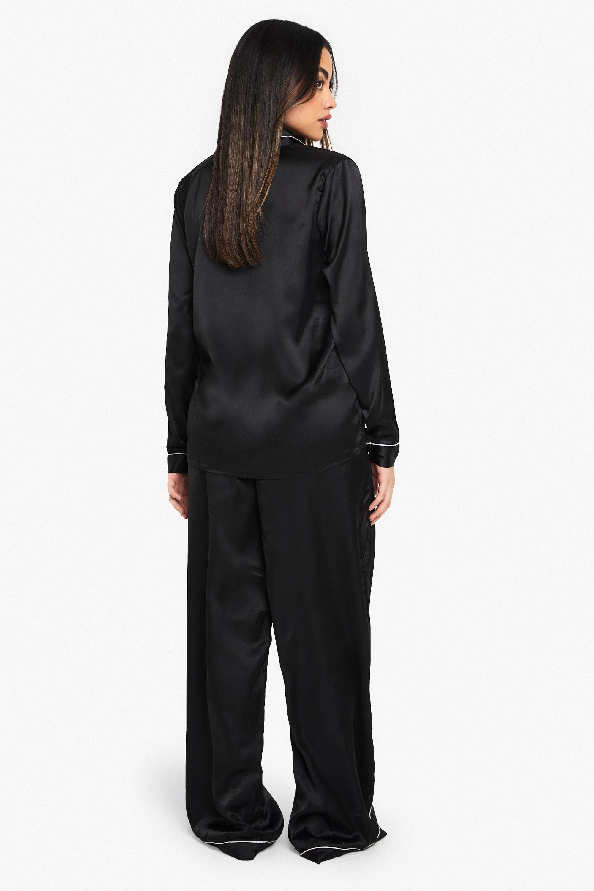 Agnes Orinda Plus Size Satin Lace Pajama Sets for Women