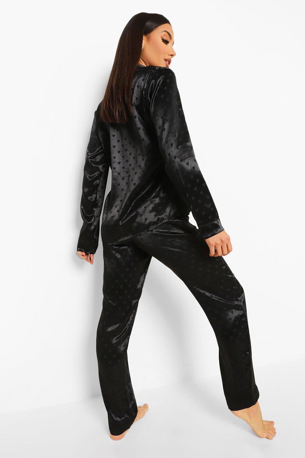 Boohoo black best sale satin pyjamas