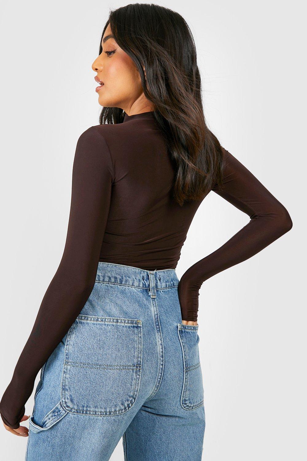 Basic Rib Scoop Neck Long Sleeve Top