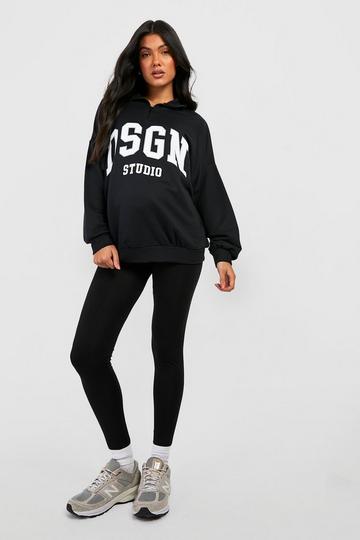 Black Maternity Dsgn Studio Half Zip Sweatshirt Legging Tracksuit