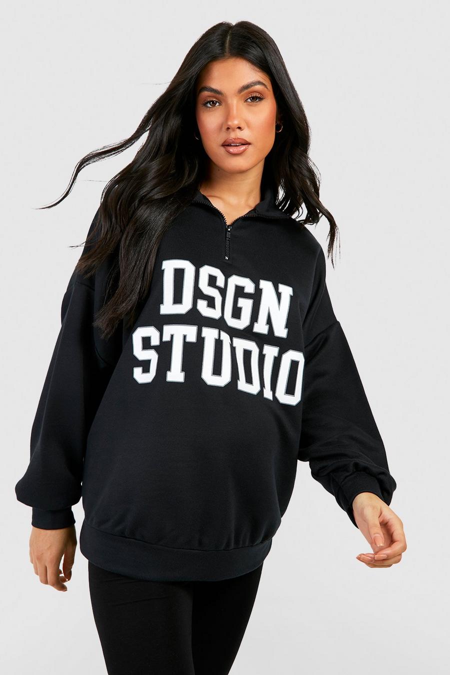 Black Maternity Dsgn Studio Half Zip Sweatshirt image number 1