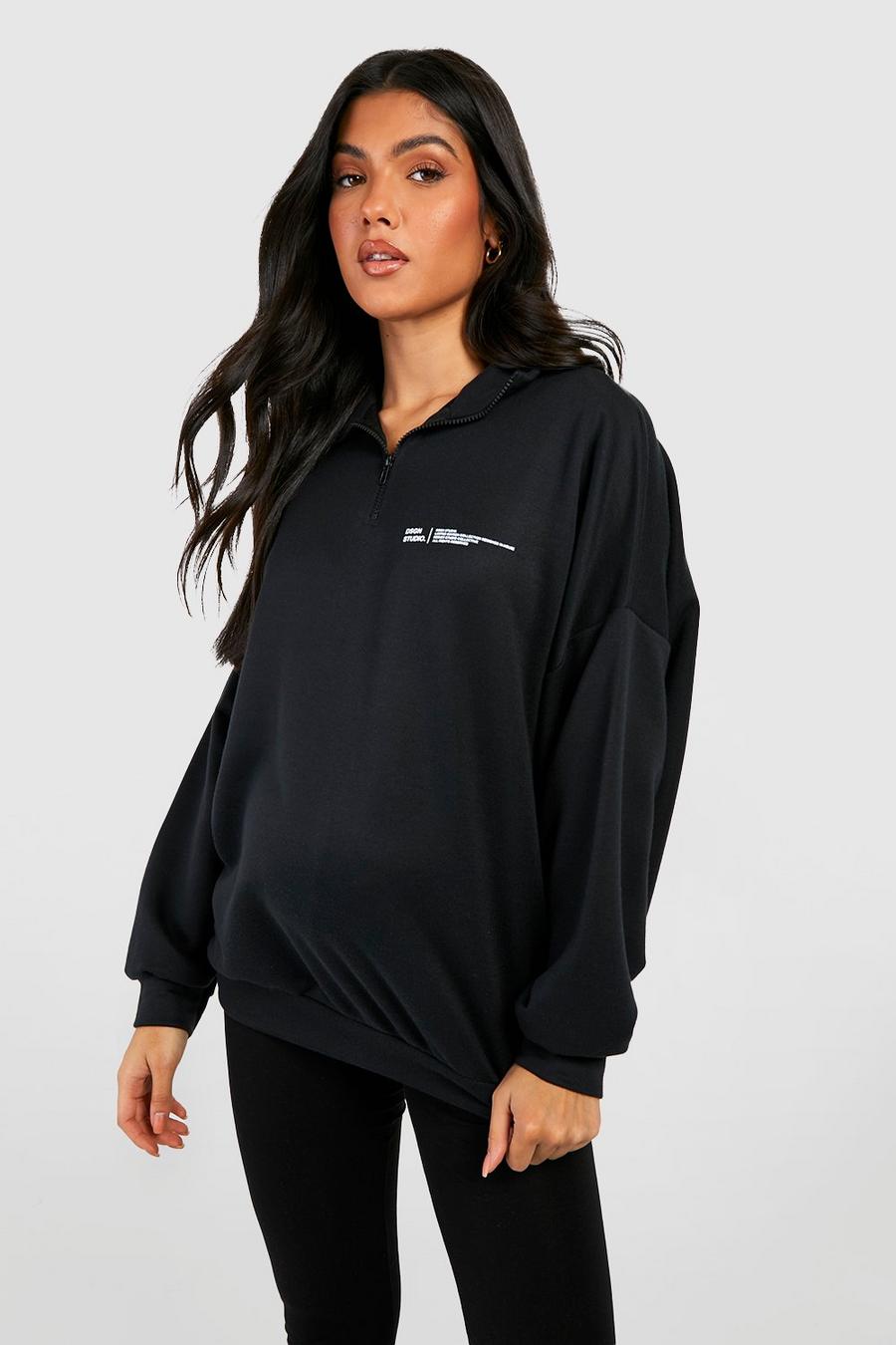 Umstandsmode Dsgn Studio Sweatshirt mit halbem Reißverschluss, Black schwarz image number 1