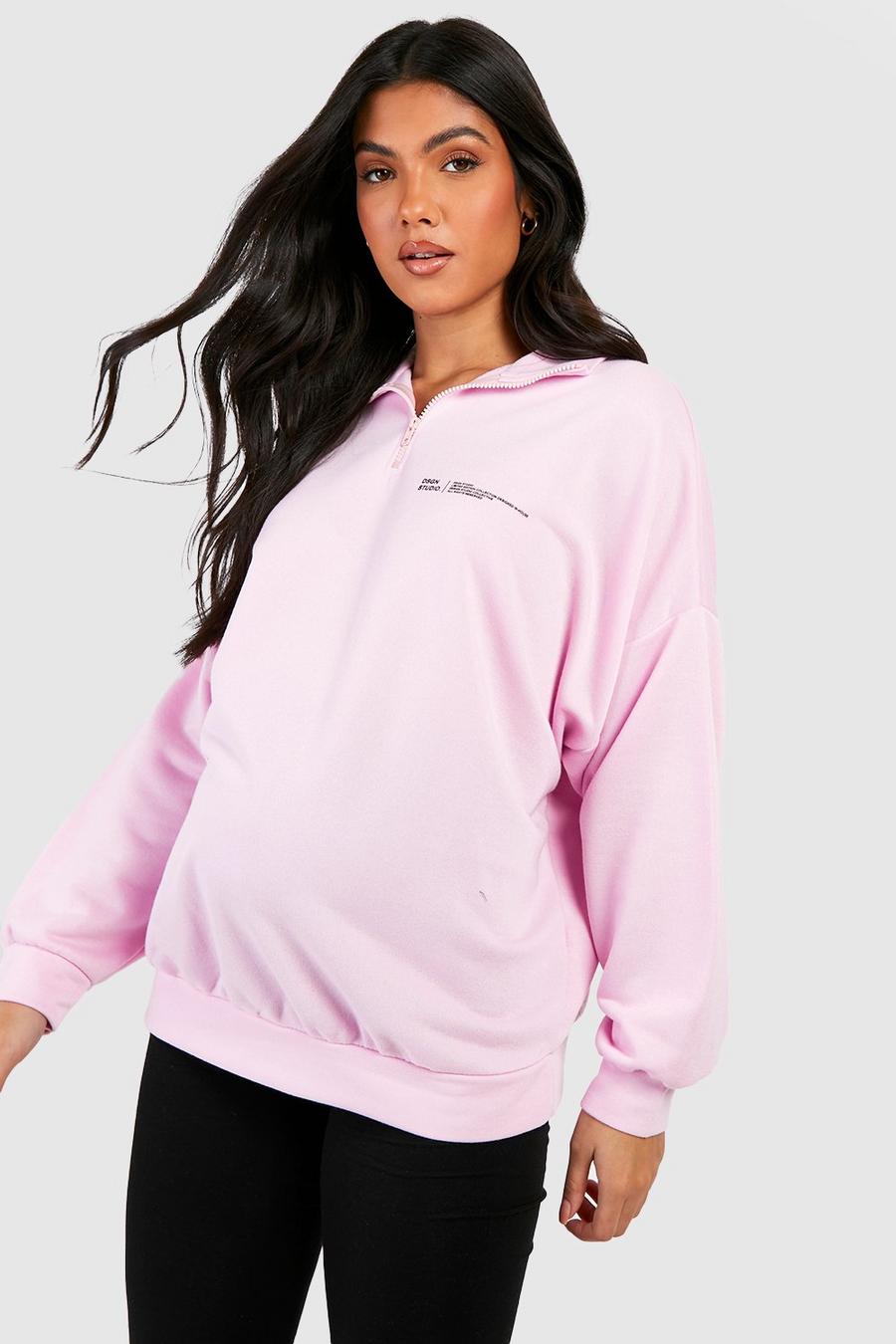 Pale pink Maternity Dsgn Studio Half Zip Sweatshirt image number 1