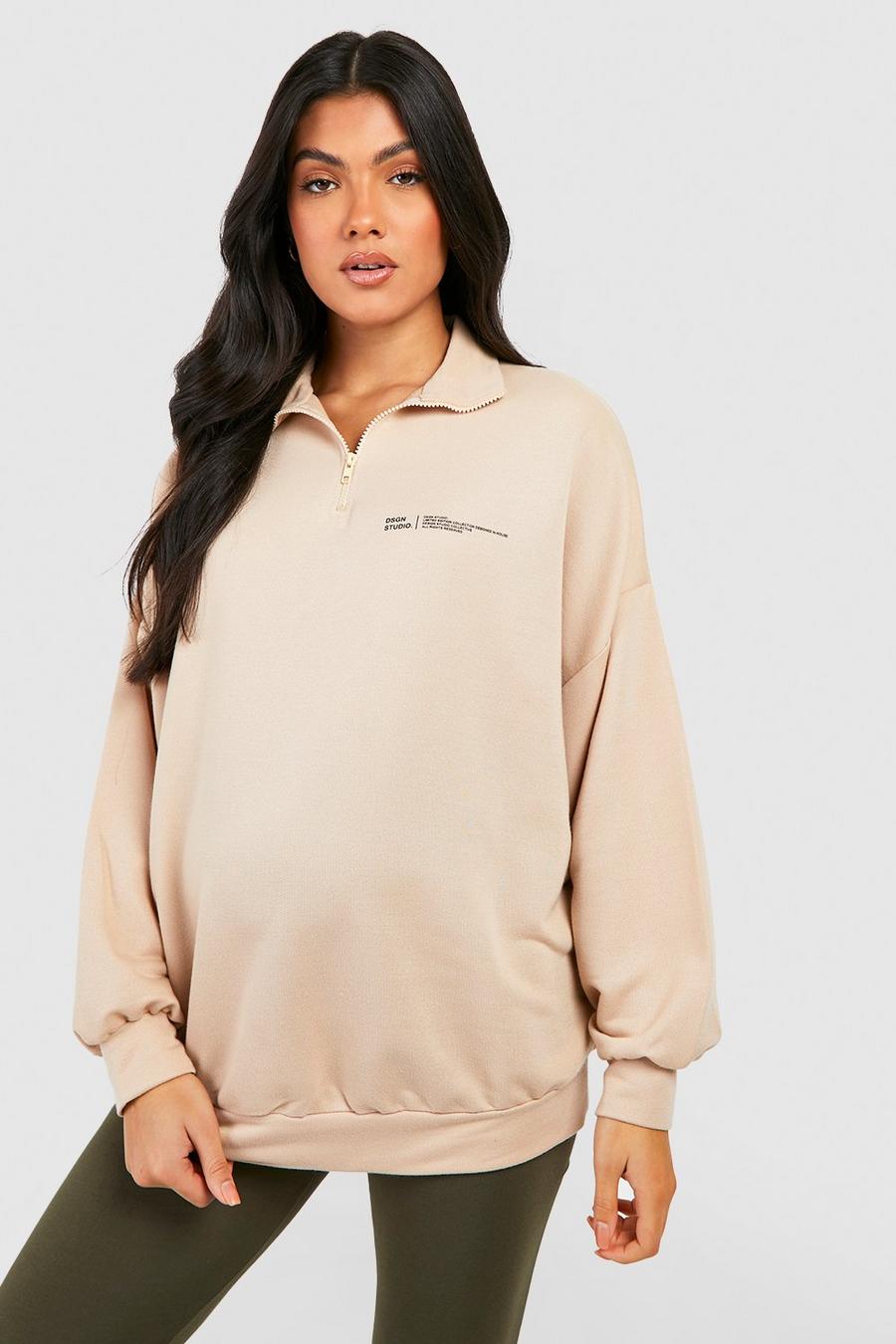 Stone beige Maternity Dsgn Studio Half Zip Sweatshirt