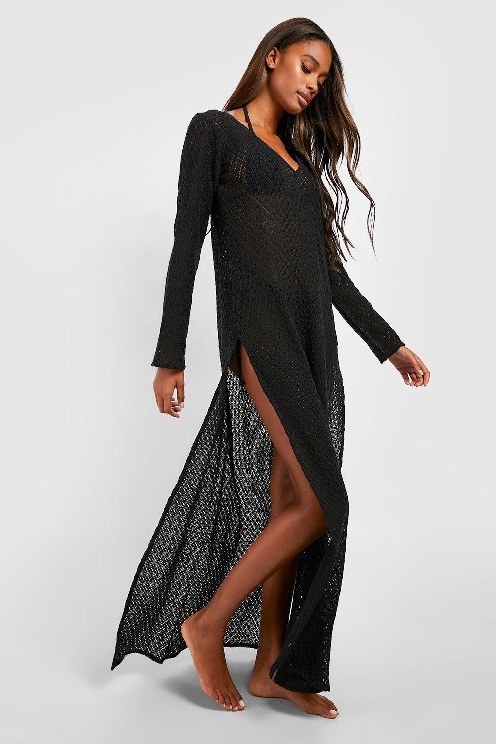 Boohoo black crochet clearance dress