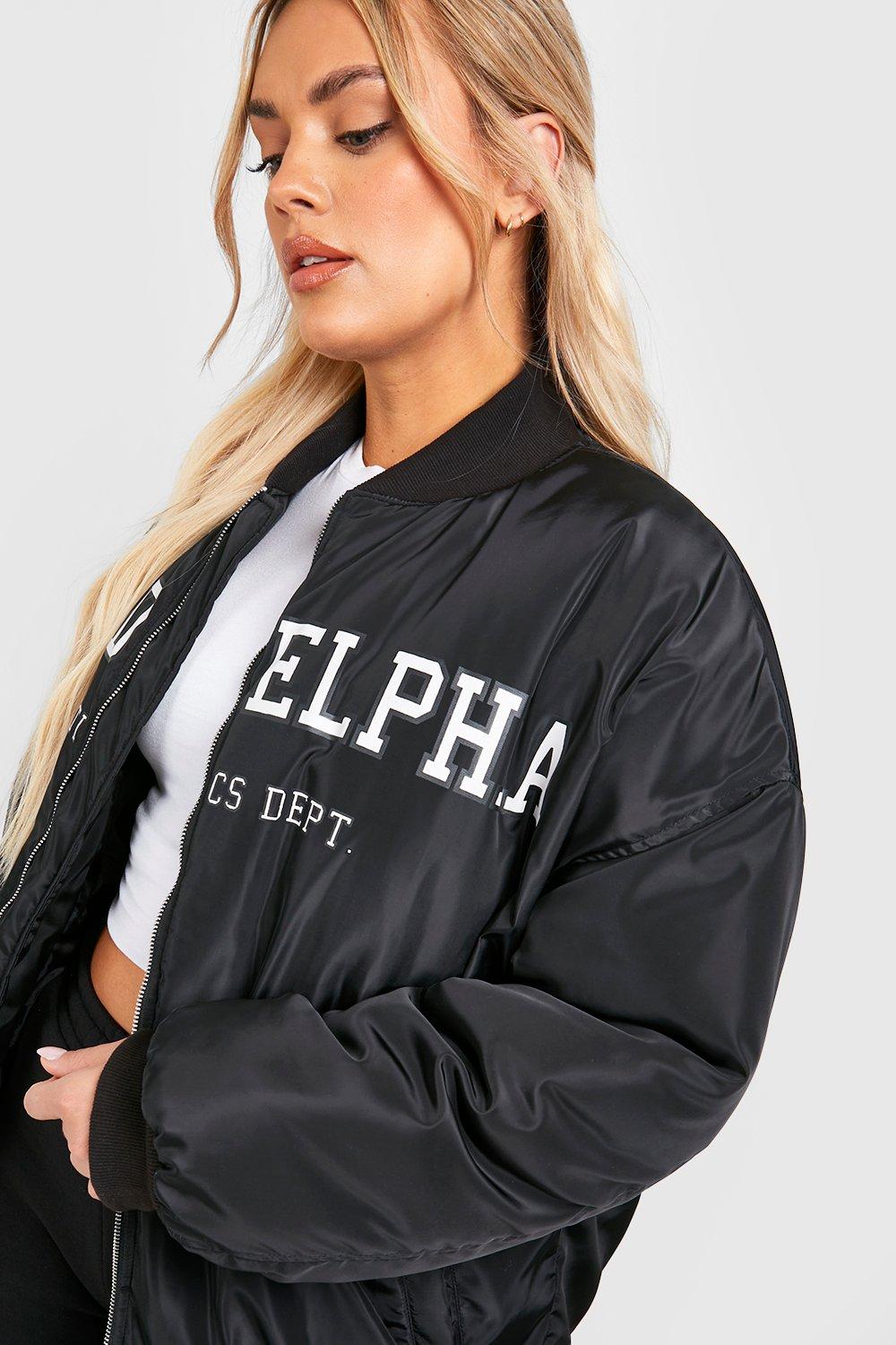 Plus Philadelphia Slogan Shell Bomber Jacket | boohoo