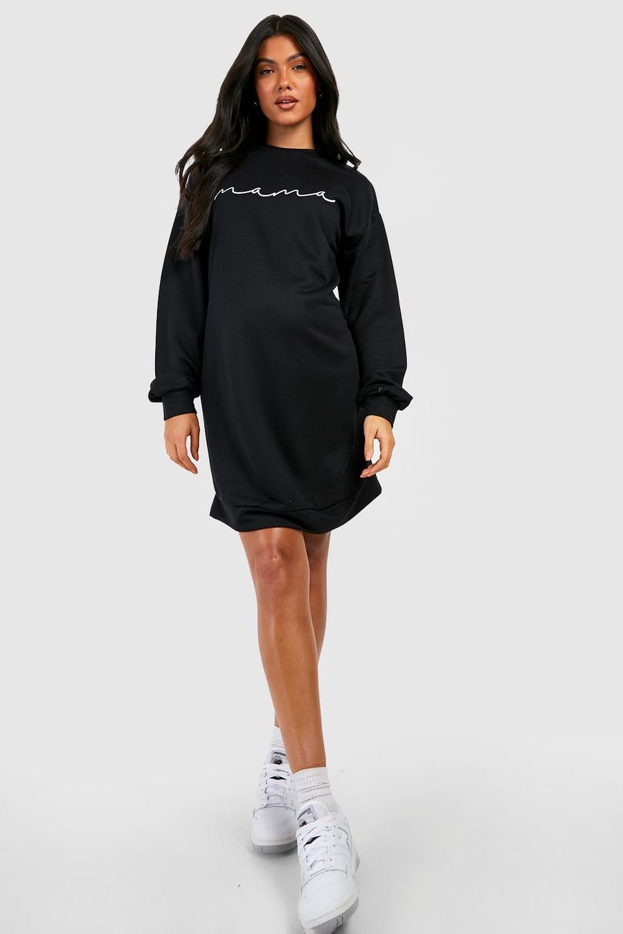 Black Maternity Mama Printed Sweat Dress image number 1