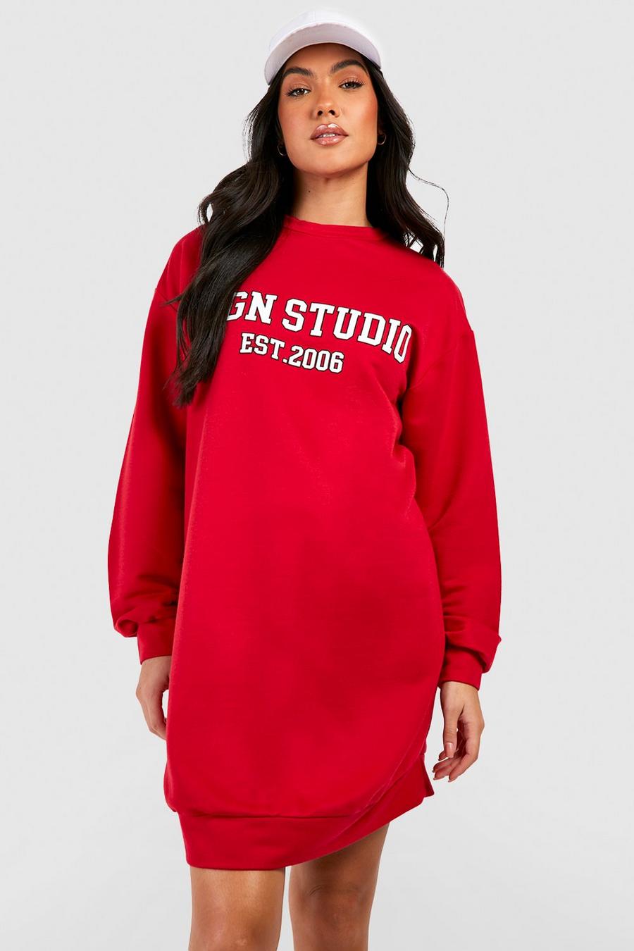 Red röd Maternity Dsgn Studio Printed Sweat Dress image number 1