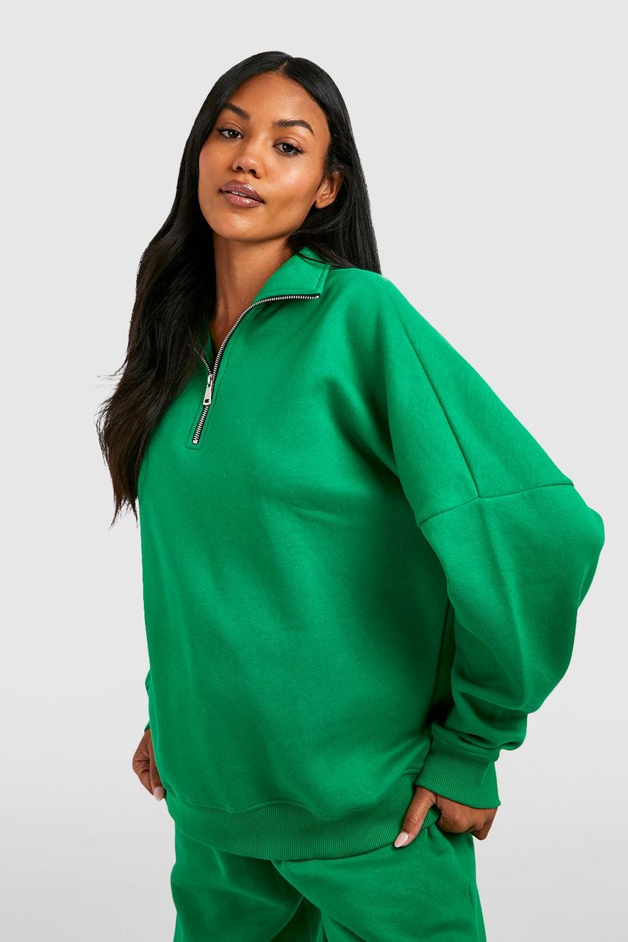 Umstandsmode Sweatshirt mit halbem Reißverschluss, Green vert image number 1