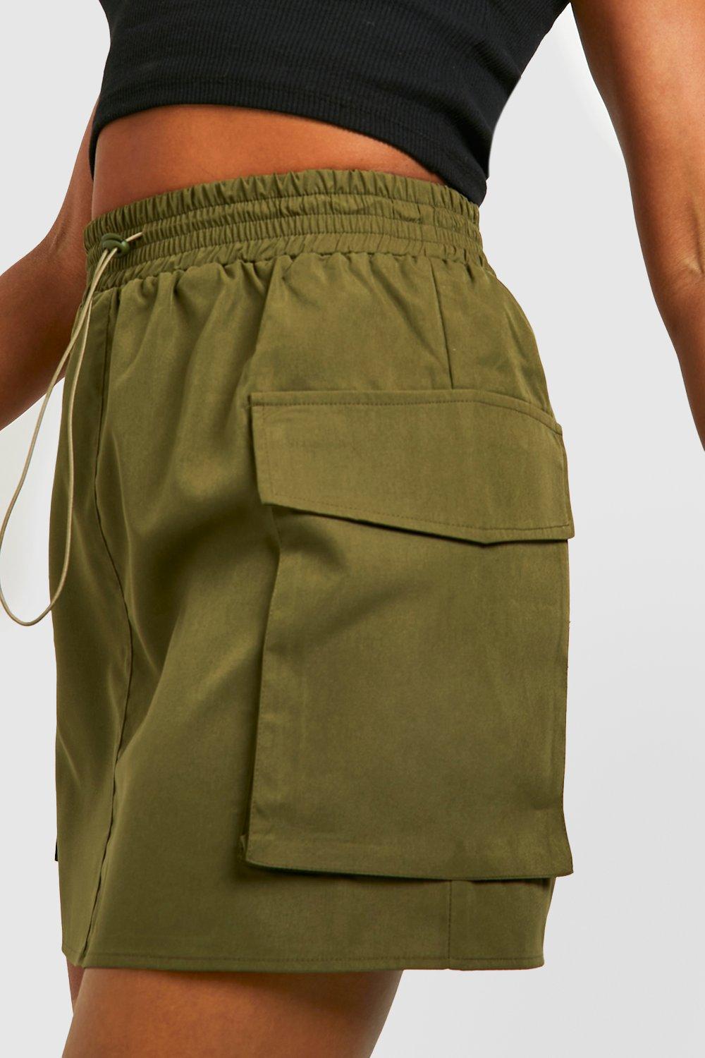 Tall Cargo Pocket Toggle Drawstring Parachute Skirt | boohoo
