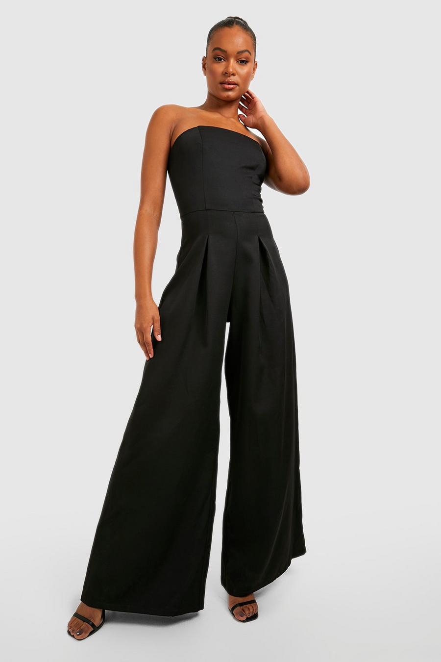 Black Tall Getailleerde Strapless Wide Leg Jumpsuit image number 1