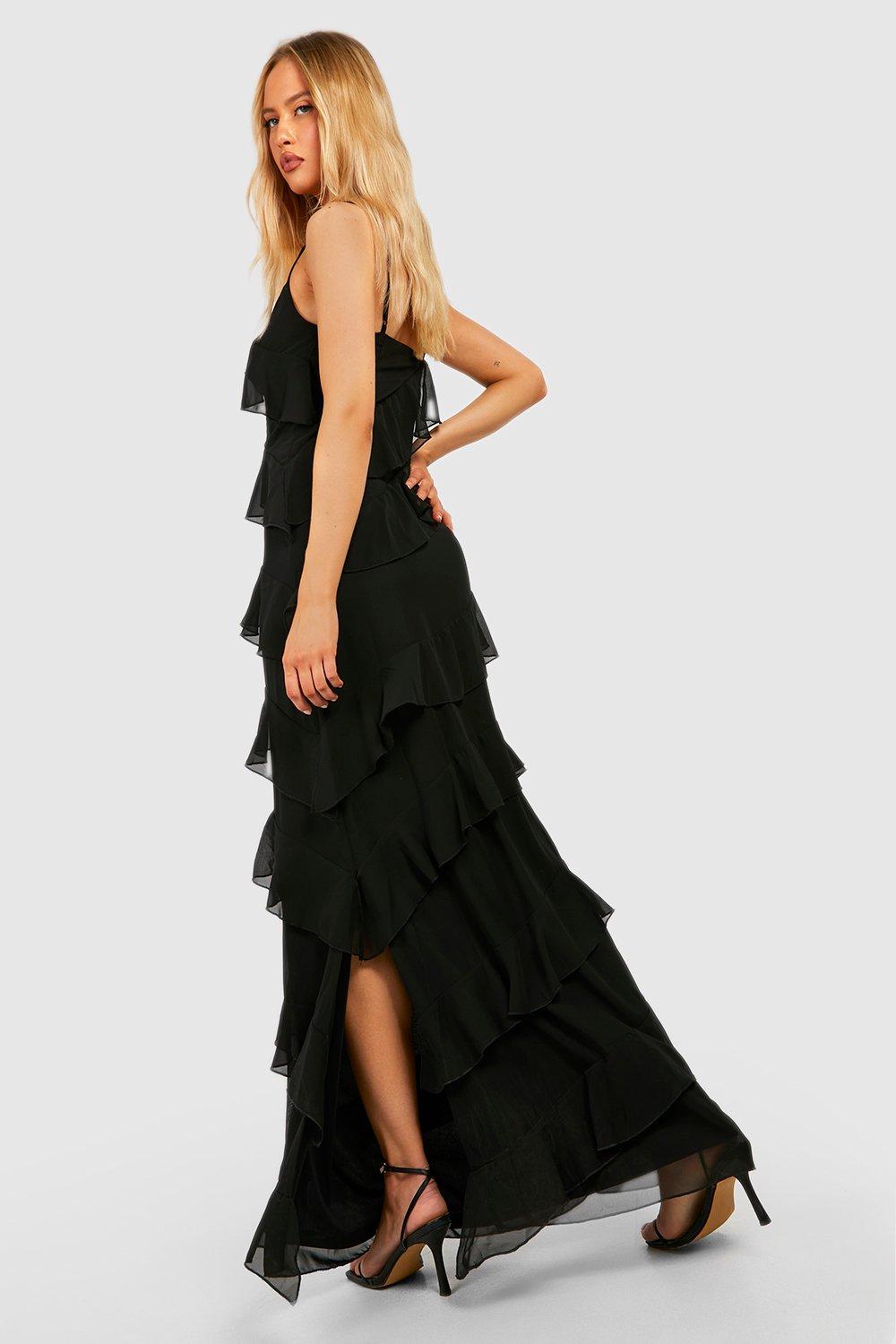 Ruffle detail hot sale maxi dress