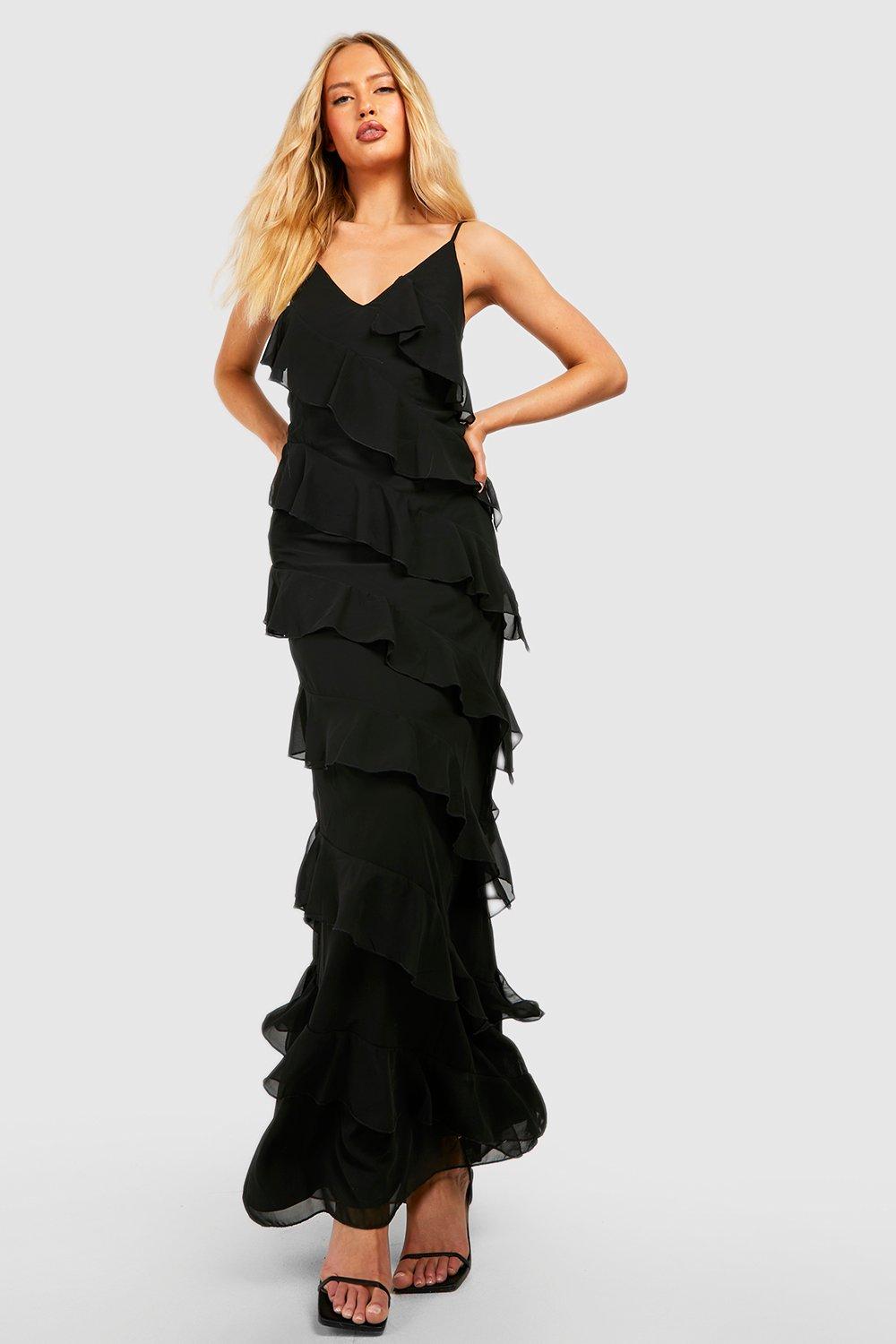 Tall Chiffon Ruffle Detail Maxi Dress