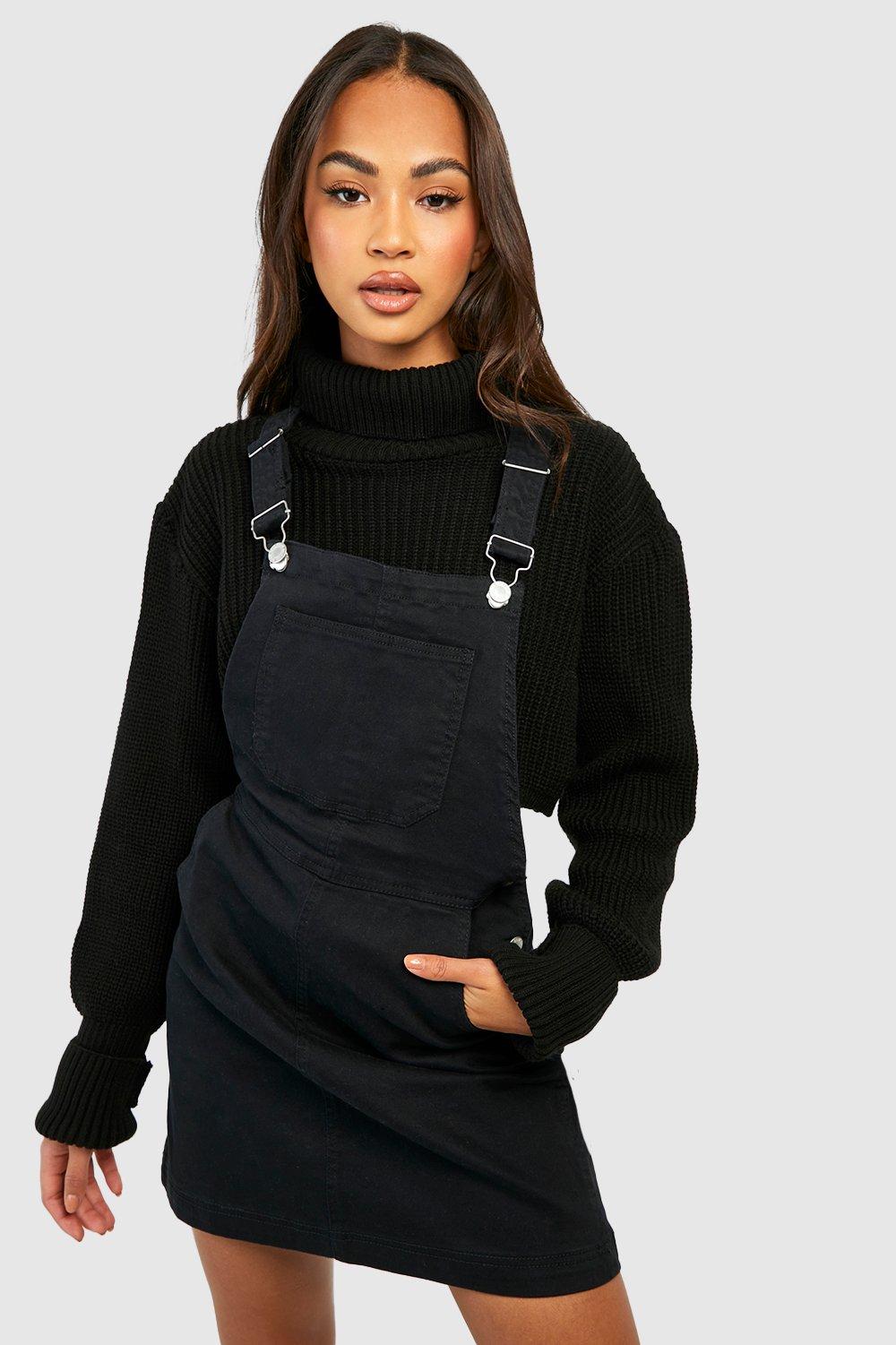 denim dungaree mini dress