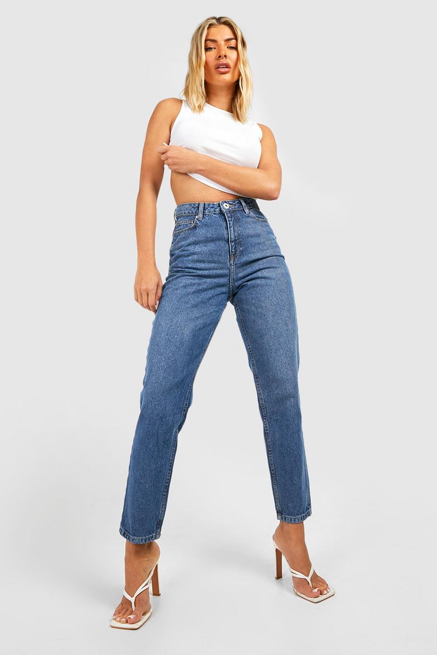 Mid blue High Waisted Mom Jeans image number 1