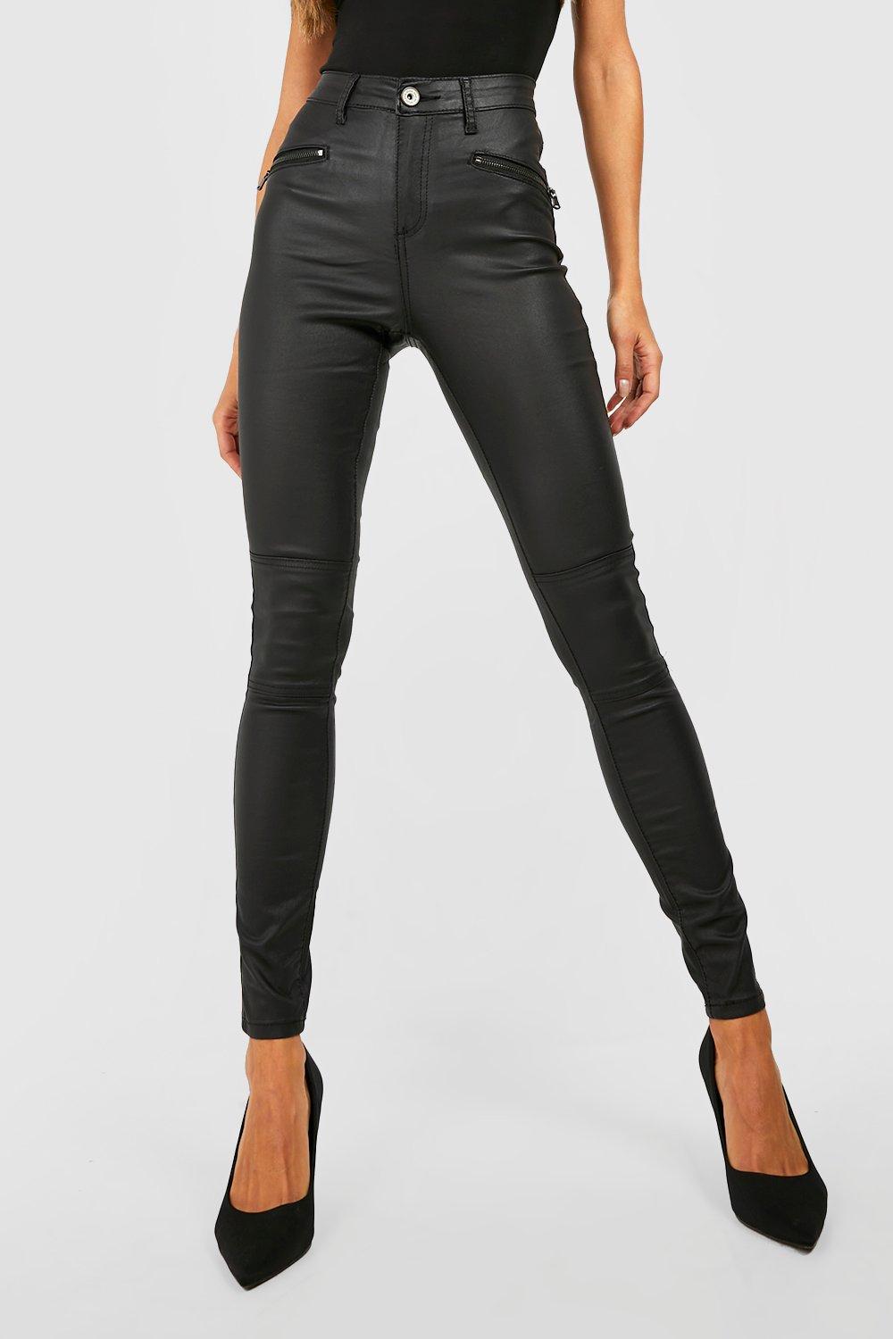 Mid Rise Coated Skinny Jeans