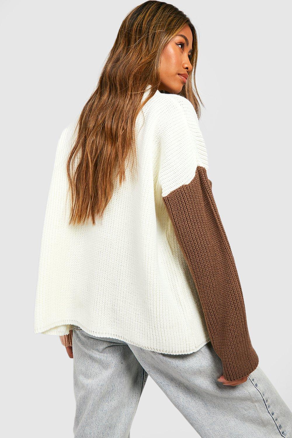 Color block crop clearance sweater