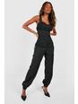 Black Relaxed Fit Cargo Trousers