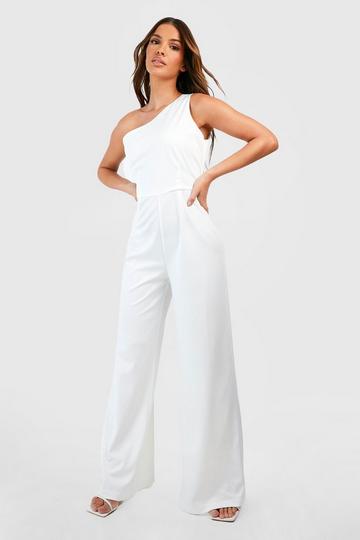 One Shoulder Wide Leg Jumpsuit ivory