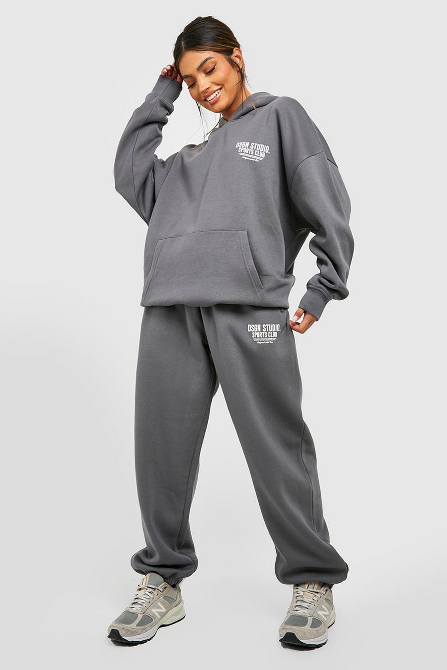 Charcoal Sports Club Slogan Oversized Jogger image number 1