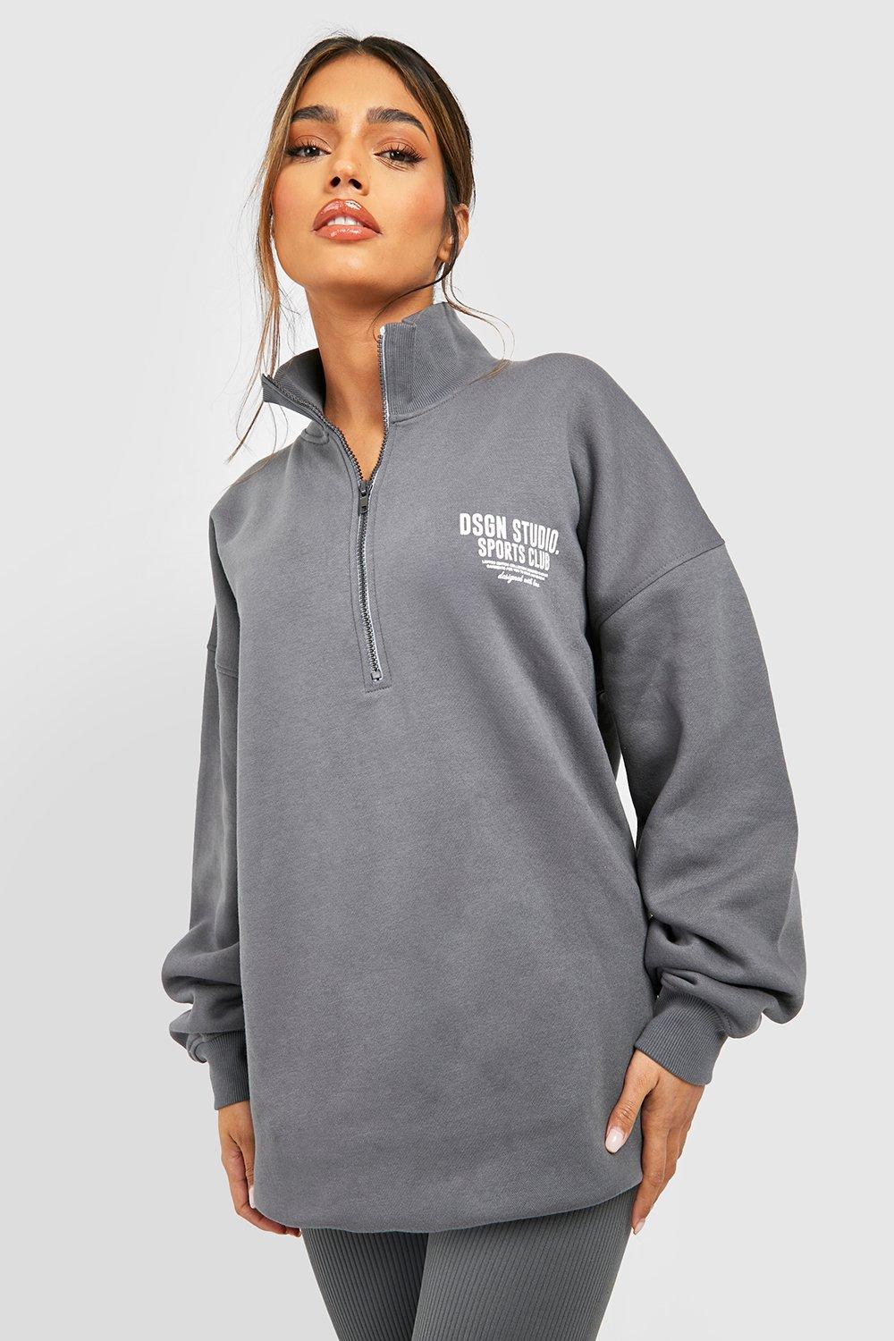 Dsgn Studio Sports Club Slogan Half Zip Sweatshirt boohoo