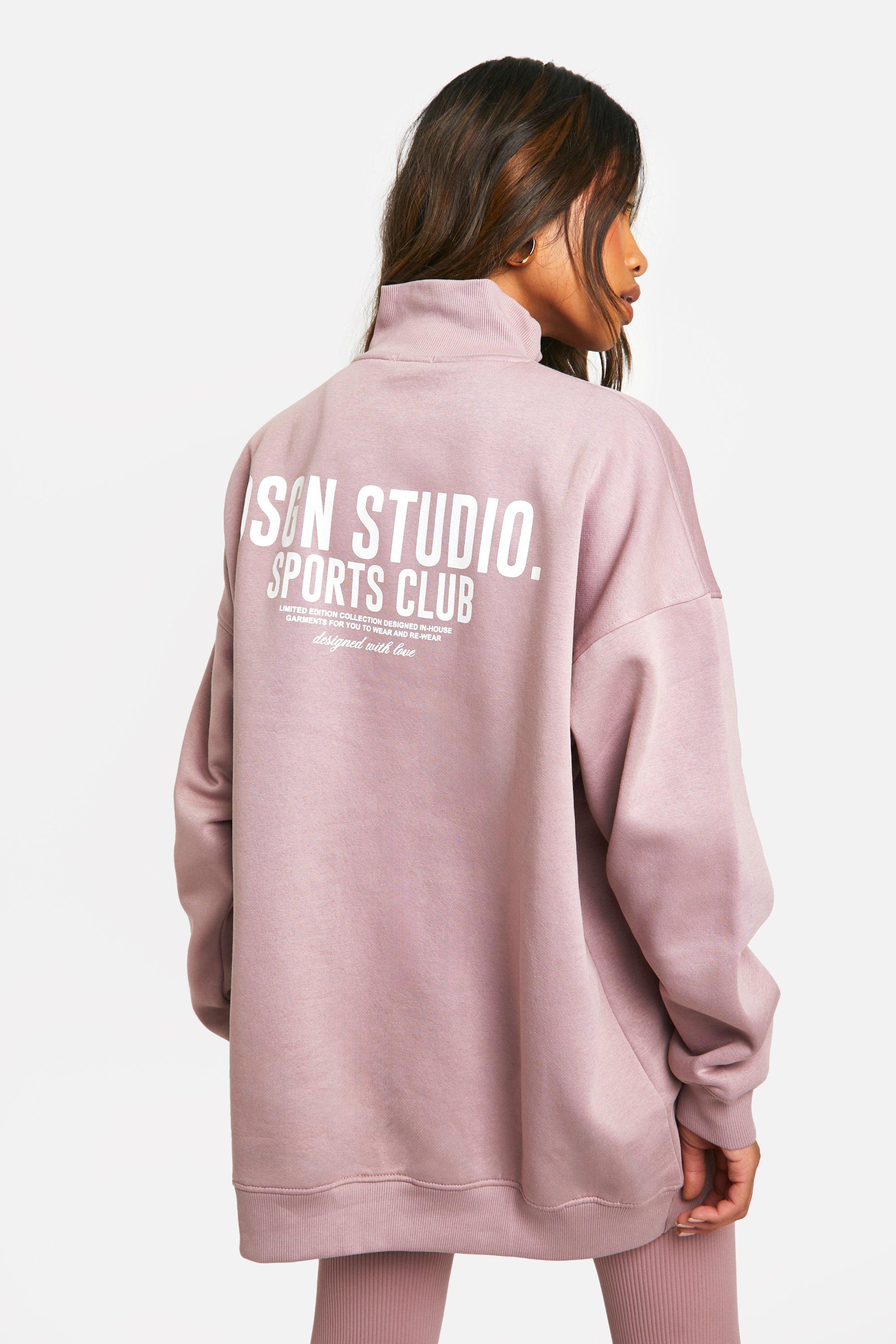 Pink half sales zip hoodie