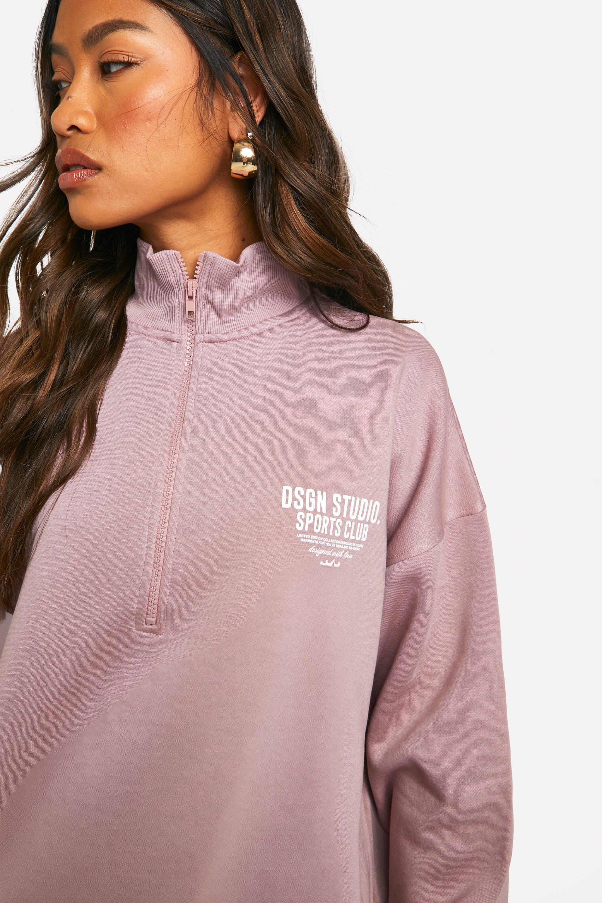 Sports Club Slogan Half Zip Sweatshirt