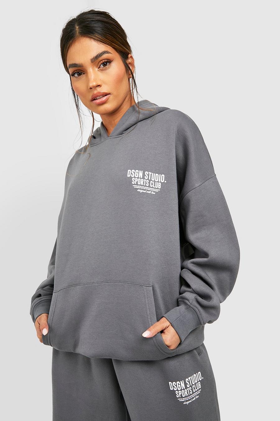 Charcoal grå Sports Club Oversized hoodie