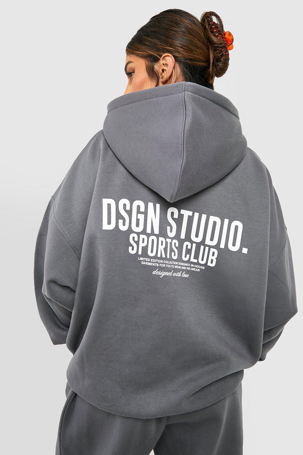 Sports Club Slogan Oversized Hoodie