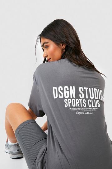 Sports Club Slogan Oversized T-Shirt charcoal