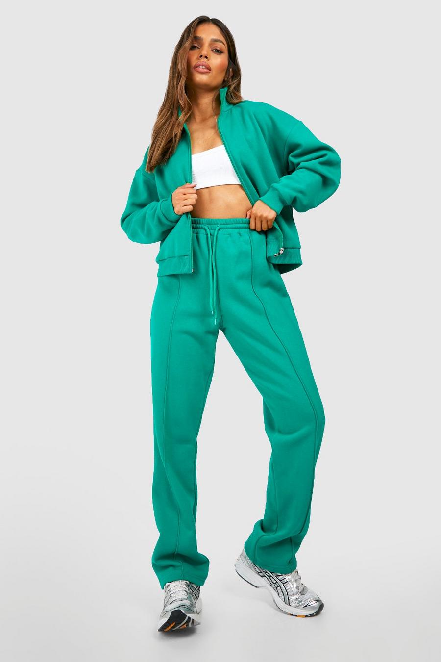Green Zip Through Straight Leg Jogger Tracksuit image number 1