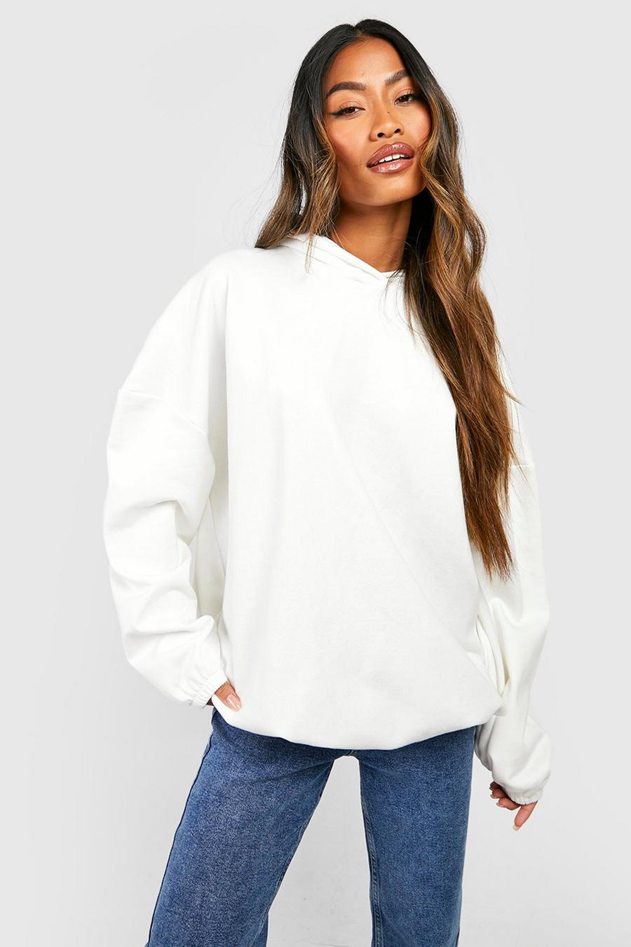 Ecru white Extended Neck Super Oversized Hoodie image number 1