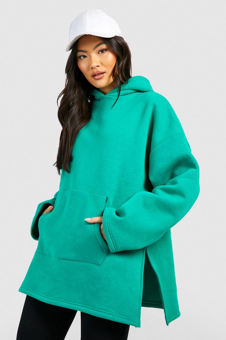 Green grön Side Split Oversized Hoodie 