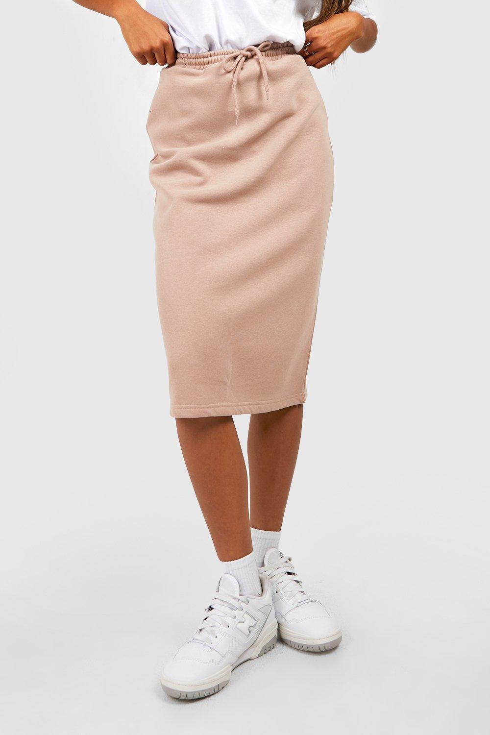 Drawstring sweat 2025 skirt midi