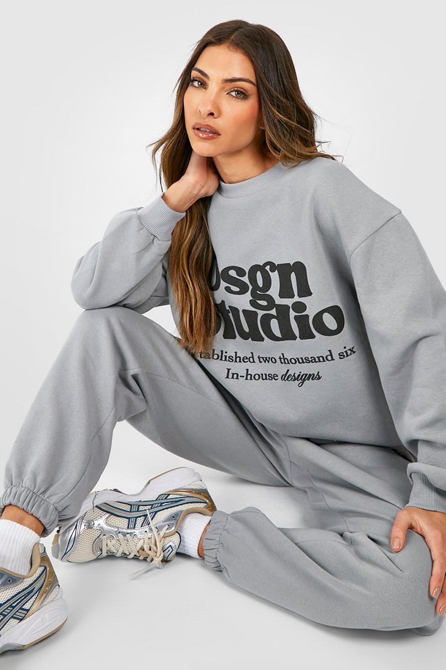 Sweatshirt-Trainingsanzug mit Slogan, Grey gris