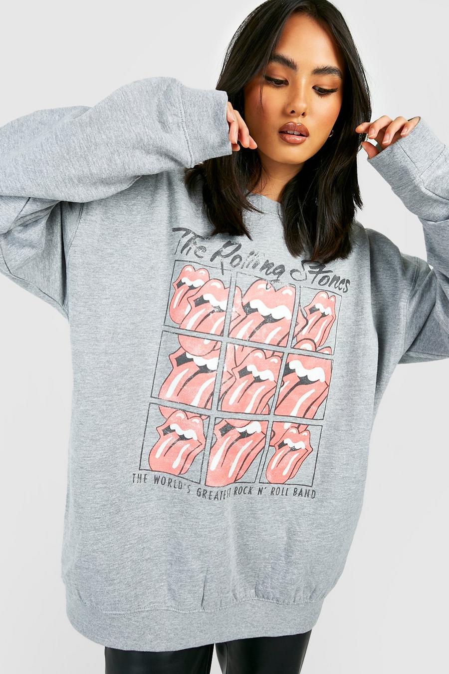 Grey marl The Rolling Stones Band License Oversized Sweater image number 1